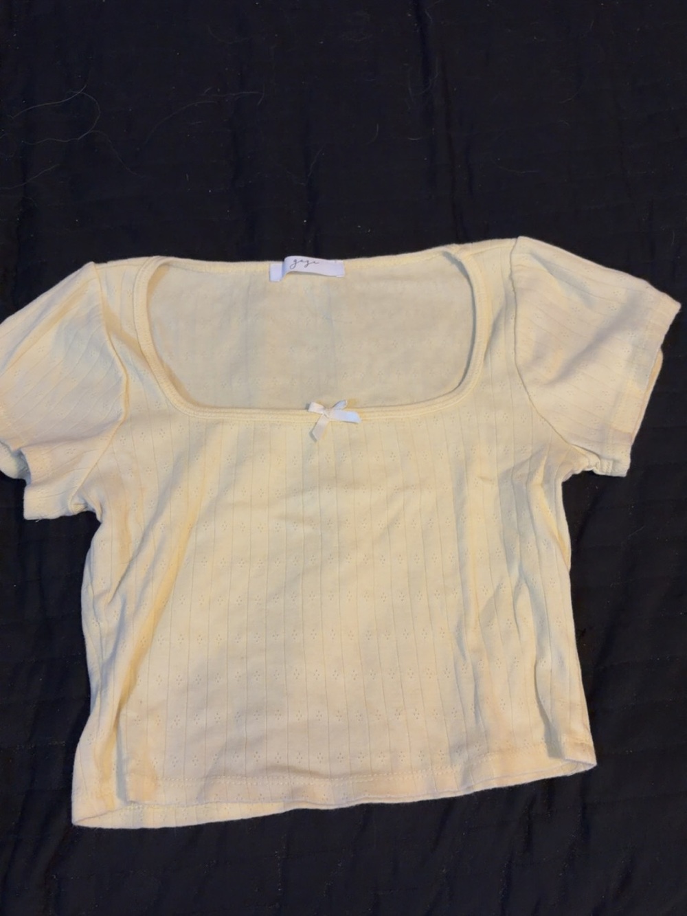 Marshalls Pale Yellow Square Neck Crop Top with Bow